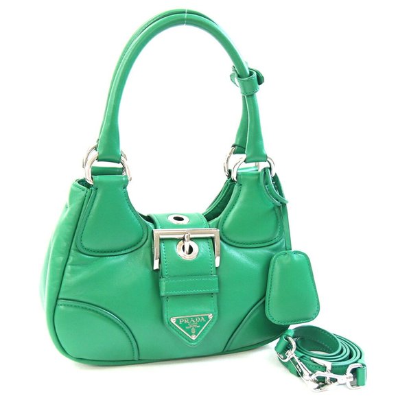 PRADA Green Leather Shoulder Bag - Picture 1 of 9